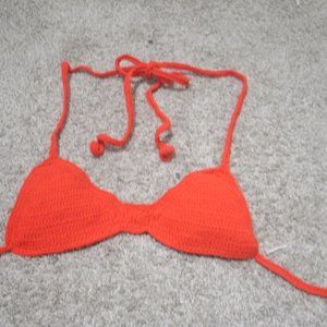 Red Hand-crafted Crotchet Bikini Top